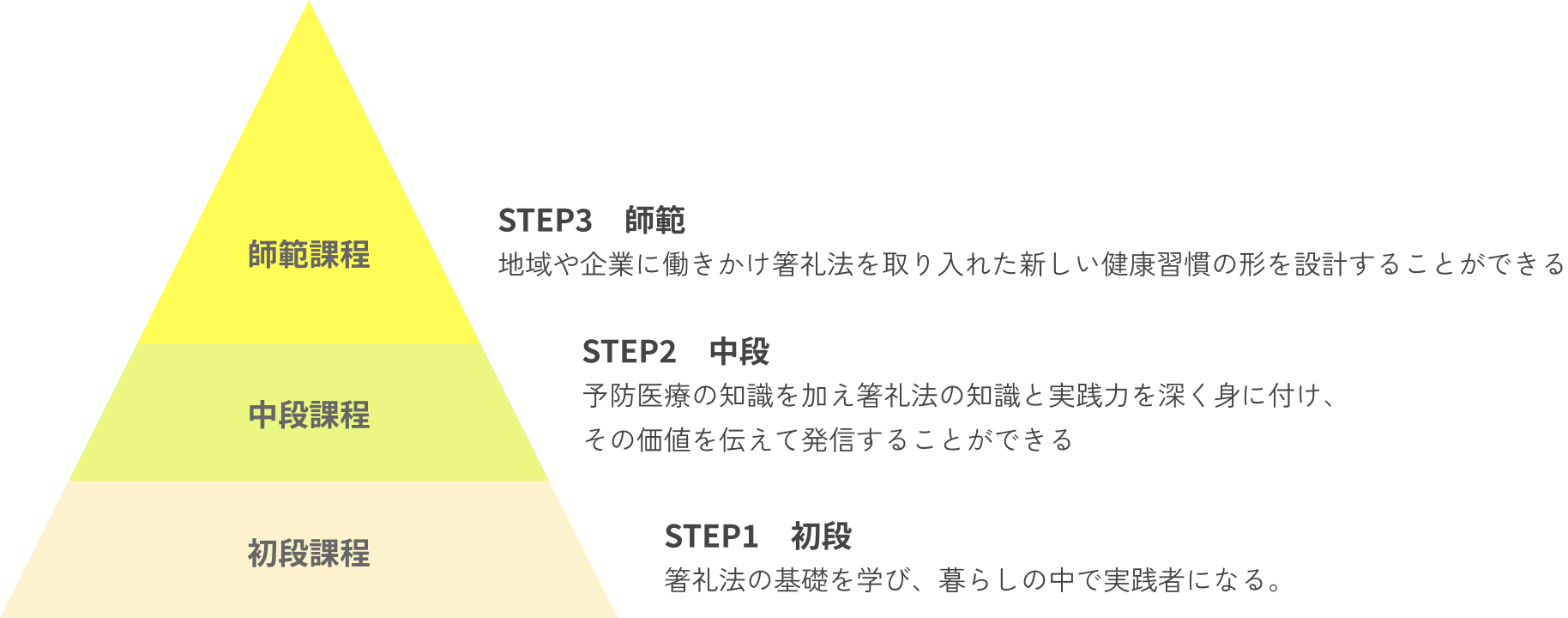 初段・中段・師範のステップ図